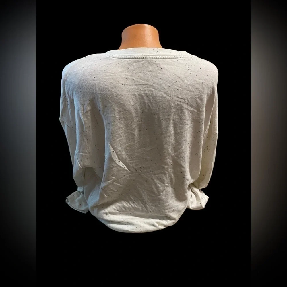 3 Dots Women's Ivory Large Pullover Top Stretch Warm Soft Sprinkles Pattern